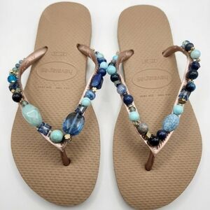Havaianas Women's Blue Beaded Sandals
